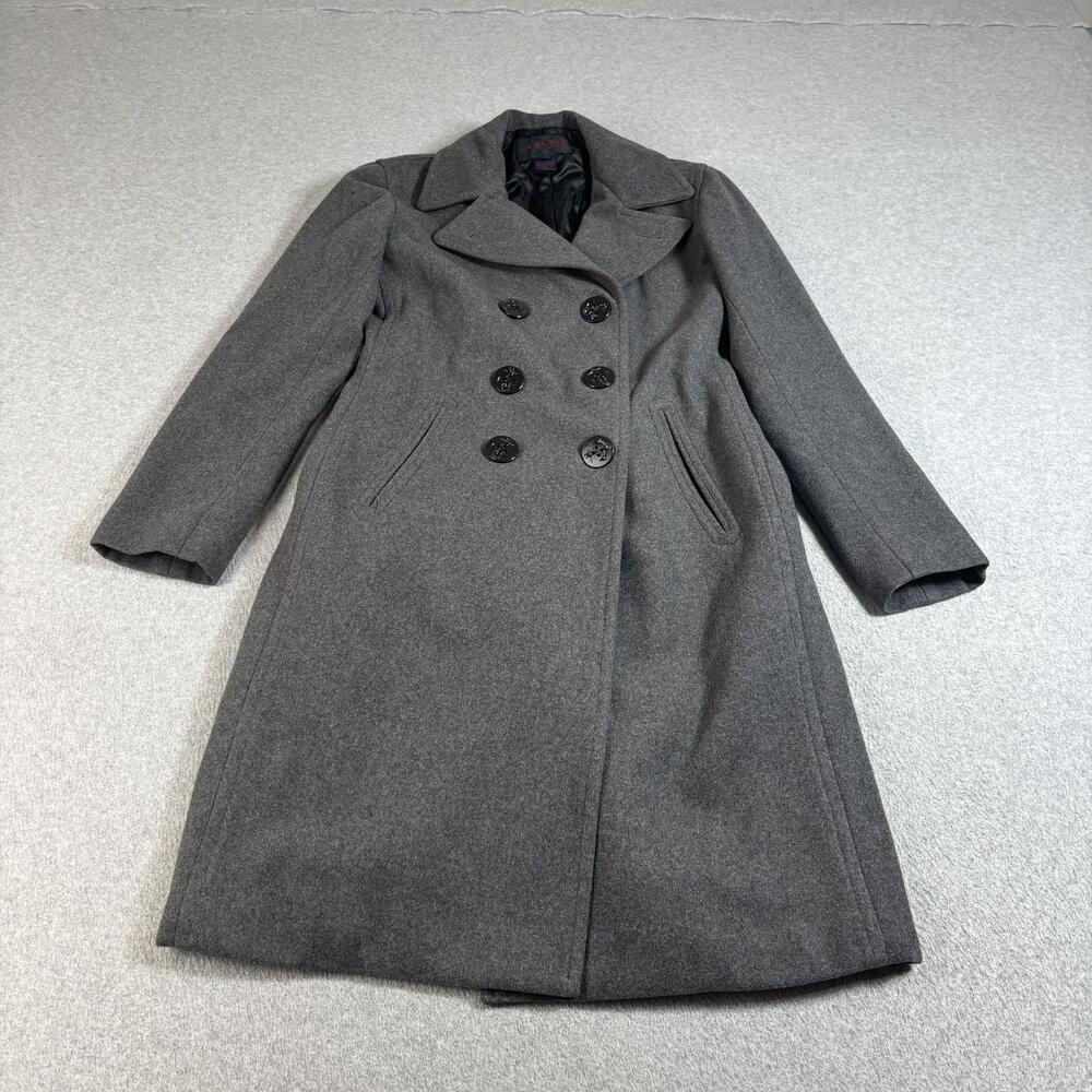 Ralph Lauren Wool Coat Women XS Gray Long Double Breasted Heritage Academia